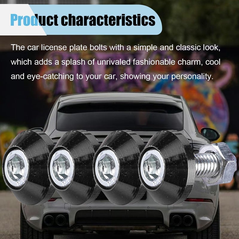 LHDOS 4PCS Motorcycle License Plate Bolts, Aluminum Alloy Car Tag License Plate Screw Decorative Kit, License Plate Frame Fastener Accessories for Most Motorcycles, Cars, Trucks (Black) - Image 3